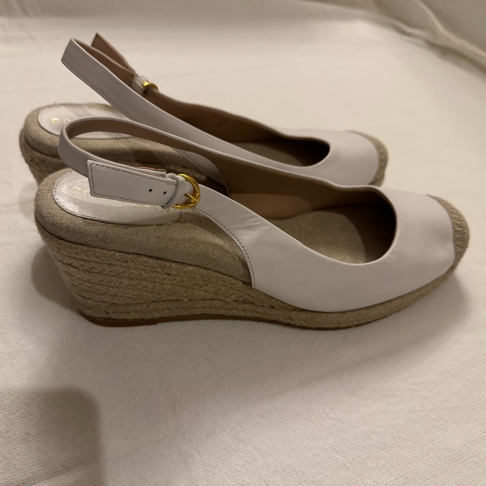 Cole Haan White Wedge Espadrilles